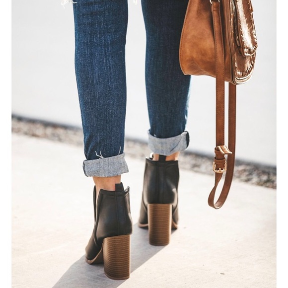 Black Peep Toe Booties - Picture 7 of 8